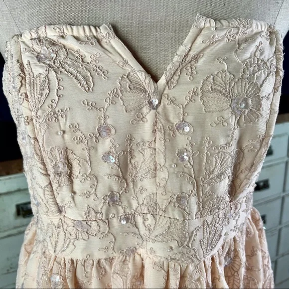 Anthropologie Forever That Girl Sequined Strapless Tiered Midi Dress NWT L